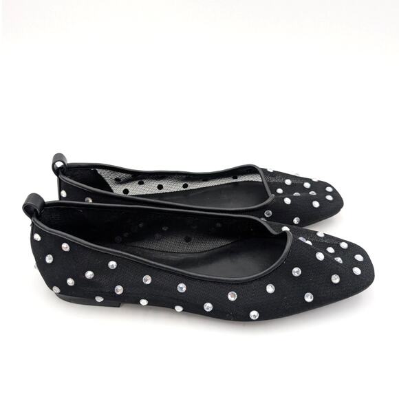 Open Edit Lennox Rhinestone Modern Mesh Flat Women's Black Size US7M EU38 - Picture 3 of 12